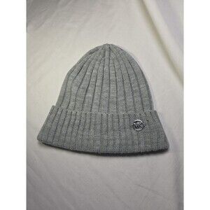 Michael Michael Kors Knit Beanie Hat Ribbed Cuffed Winter Warm Gray One Size